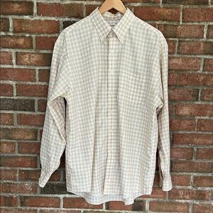 Brooks Brothers Yellow, White, Blue Plaid Dress Shirt size L